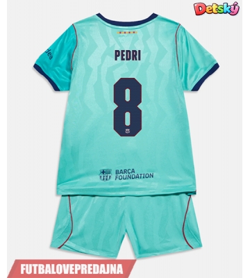 Lacne Dětský Futbalové dres Barcelona Pedri Gonzalez #8 2026-27 Krátky Rukáv - Tretina (+ trenírky)